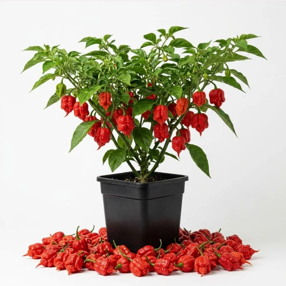 Red Carolina Reaper Live Plant - Hottest Chili Pepper, 4-inch Pot - Image 1