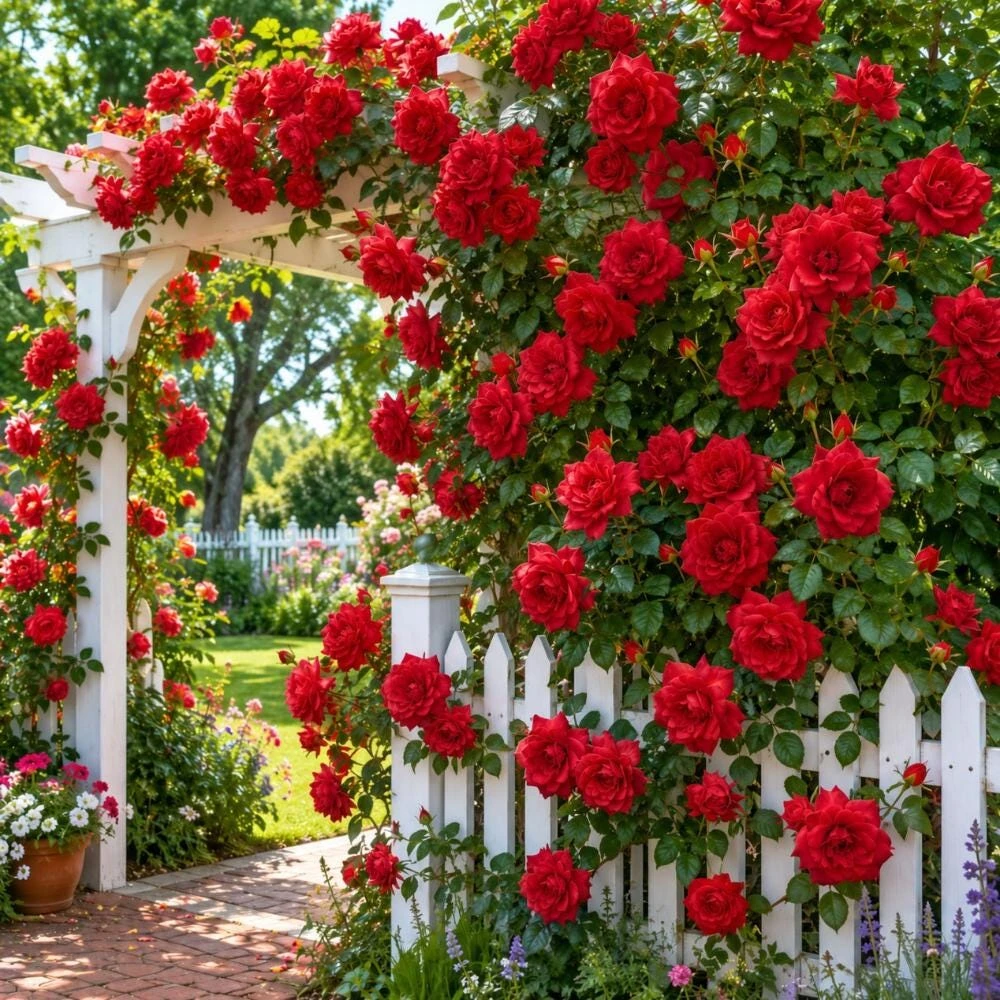 Red Climbing Rose Live Plant – Fragrant Blooms – 5-7 Inches Tall (No Pot) – Outdoor - Image 4
