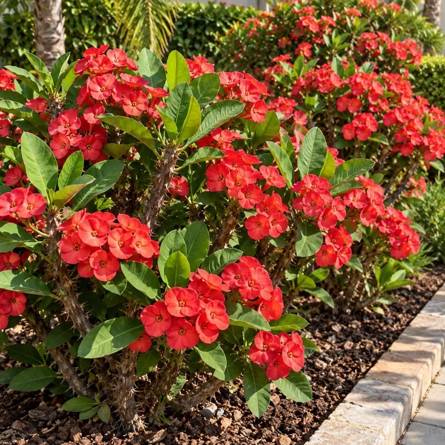 Red Crown of Thorns Live Plant - Euphorbia Milii Succulent, 4-7 Inches, Flowering Houseplant - Image 4
