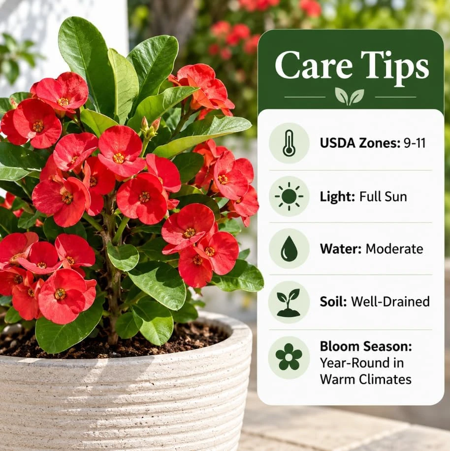 Red Crown of Thorns Live Plant - Euphorbia Milii Succulent, 4-7 Inches, Flowering Houseplant - Image 5