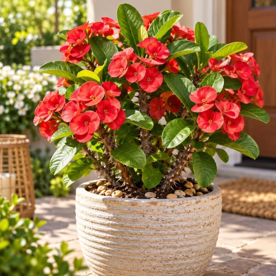 Red Crown of Thorns Live Plant - Euphorbia Milii Succulent, 4-7 Inches, Flowering Houseplant - Image 6
