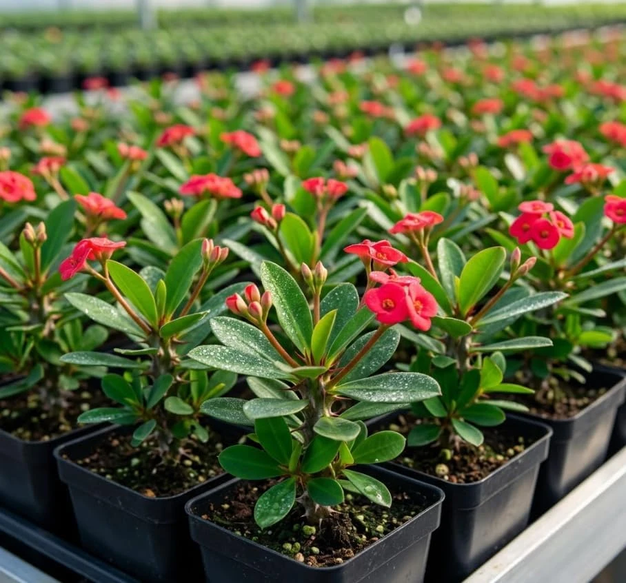 Red Euphorbia Milii Live Plant – 2 Inch Pot, Crown of Thorns Flowering Succulent - Image 1