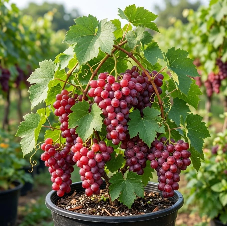 Red Globe Grape Vine Live Plant - Sweet Climbing Grapes, 4-10 Inch Tall, Bare Root - Image 1