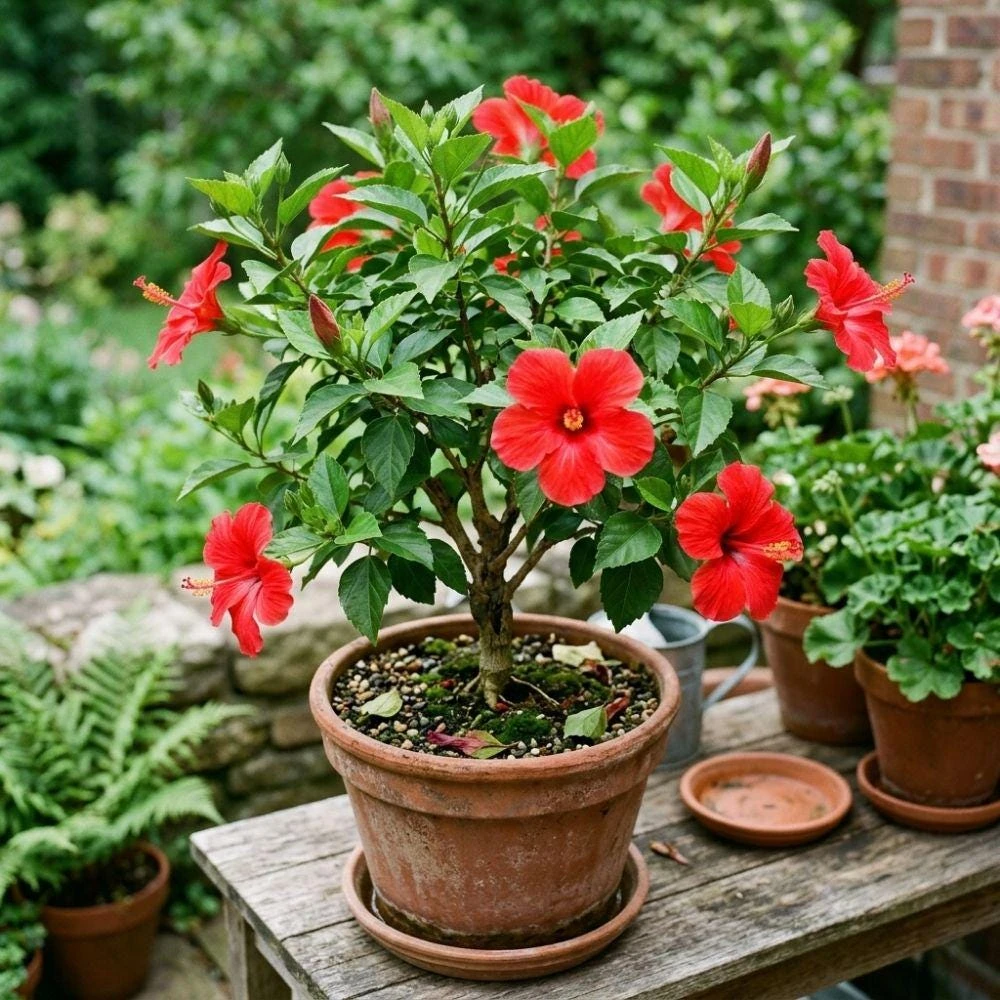 Red Hibiscus Live Plant – 5-7 Inch Tropical Shrub – Indoor/Outdoor - Image 1