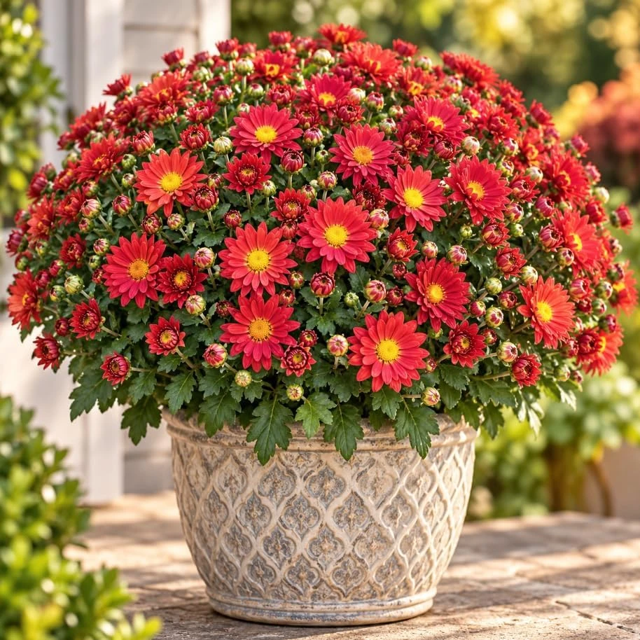 Red Mum Chrysanthemum Live Plant - 4-6 Inches Tall, Outdoor Garden Mum - Image 6