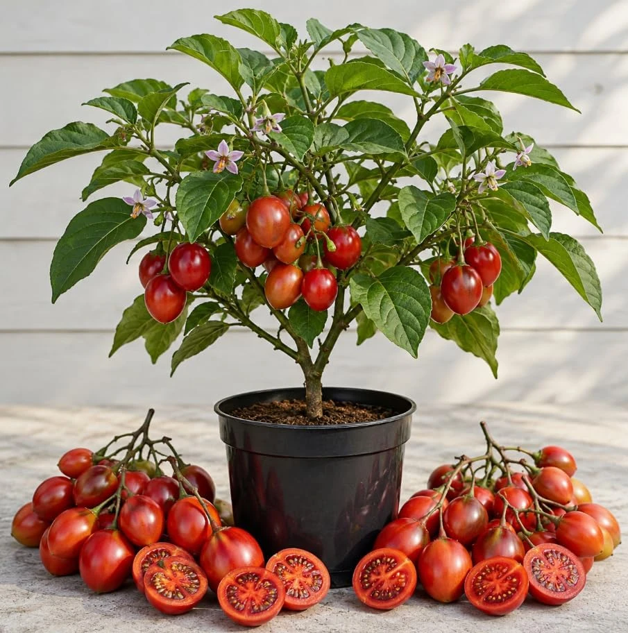 Red Tamarillo Live Plant - Tree Tomato, 8-12" Tall in 1 Gallon Pot - Image 1