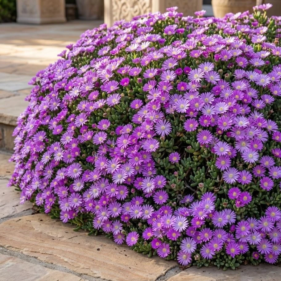 Rosea Ice Plant Live Succulent - Ground Cover - Purple Flowers - 2 Inch Pot - Image 1