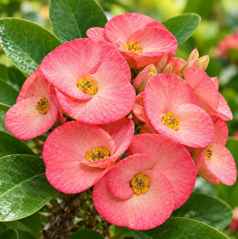 Salmon Pink Crown of Thorns Live Plant - Euphorbia Milii Succulent, 4-6 Inches Tall - Image 2