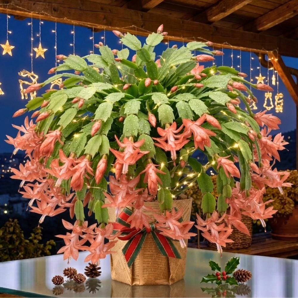 Salmon Thanksgiving Cactus Live Plant – 5-9 Inches Tall – Bare Root – Winter Blooming Indoor Holiday Plant - Image 5