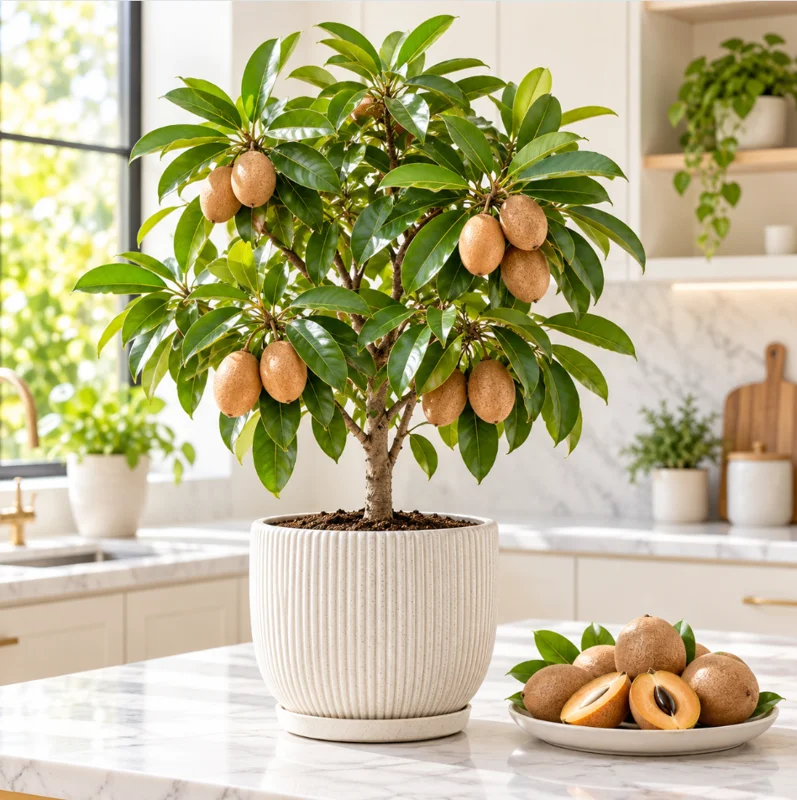 Sapodilla Plant Live in a 4 Inch Pot, Sapodilla Fruit Tree for Home Garden Planting - Image 1