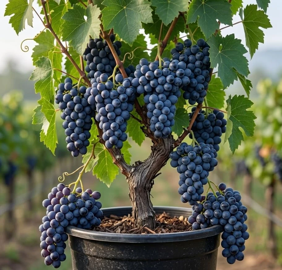 Seedless Grape Vines Live Plant – Blue/Black Berries – 8-12 Inch Tall – Outdoor - Image 1