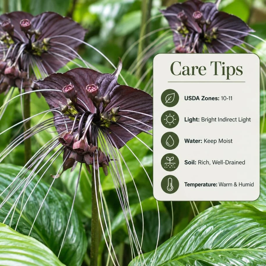 Set of 2 Black Bat Flower Tacca Chantrieri Live Plant, Tropical Indoor Houseplant, 4-6 Inch Tall in 2 Inch Pot - Image 5