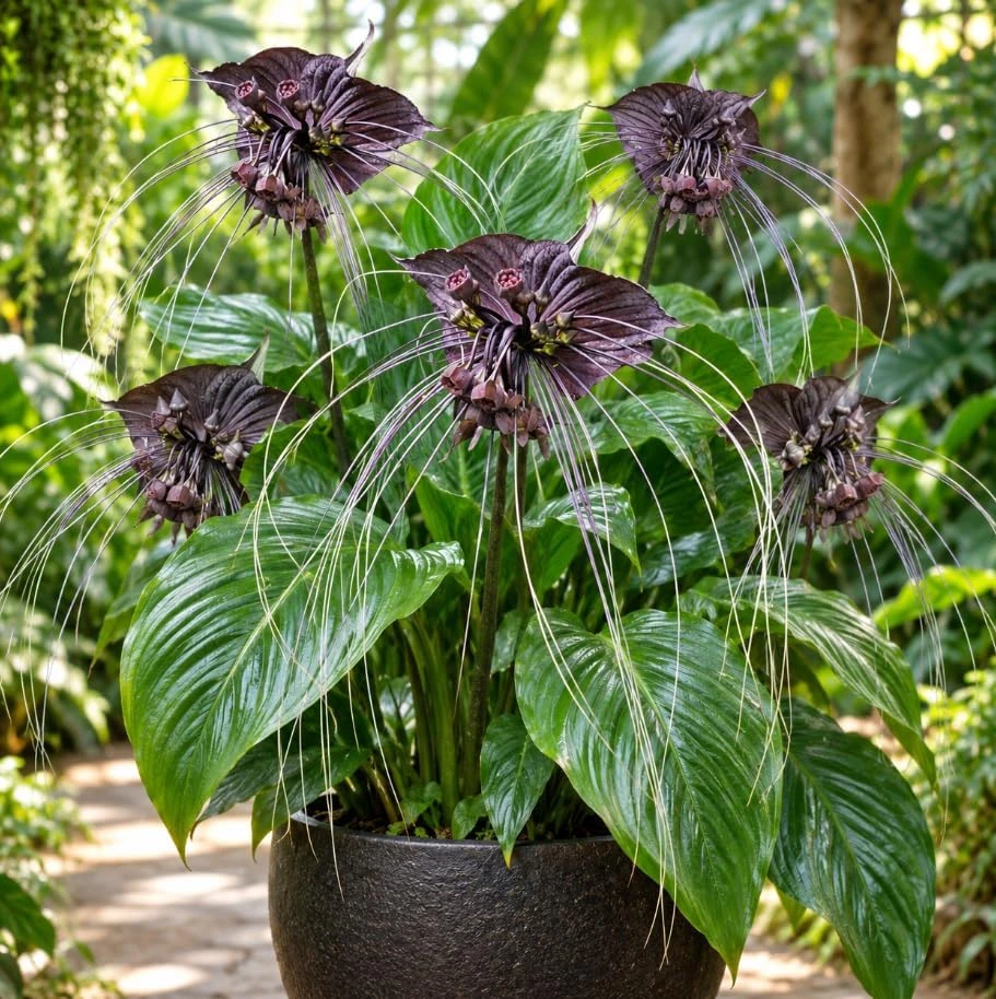 Set of 2 Black Bat Flower Tacca Chantrieri Live Plant, Tropical Indoor Houseplant, 4-6 Inch Tall in 2 Inch Pot - Image 7