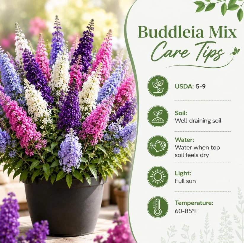 Set of 2 Buddleia Butterfly Bush Live Plants, Mixed, 4-7 Inches Tall, Outdoor Shrubs - Image 5