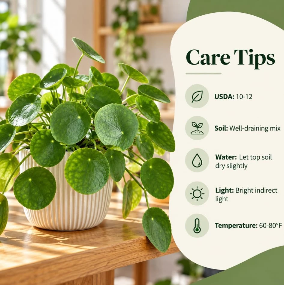 Set of 2 Green Money Plant, Pilea Peperomioides Live Houseplant, Easy Care Indoor Plant, 4-7 Inch Tall for Home Growing - Image 5