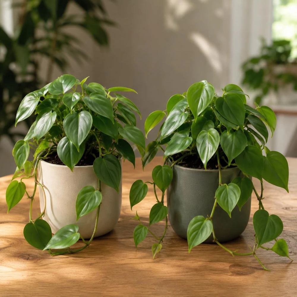 Set of 2 Heartleaf Philodendron Live Plants - Indoor Vining Houseplants, 5-8 Inches Tall in 4 Inch Pots - Image 1