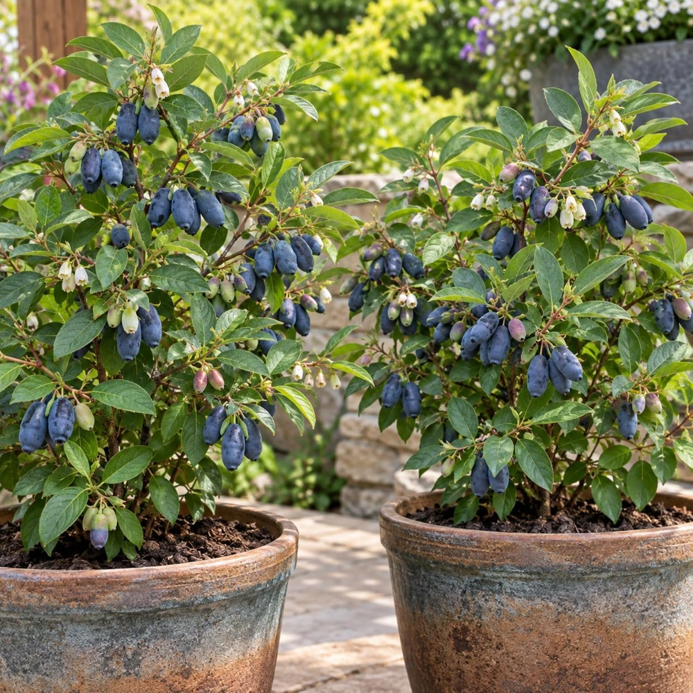 Set of 2 Honey Berry Haskap Live Plants – 6-12" Tall – Outdoor Edible Berries - Image 1
