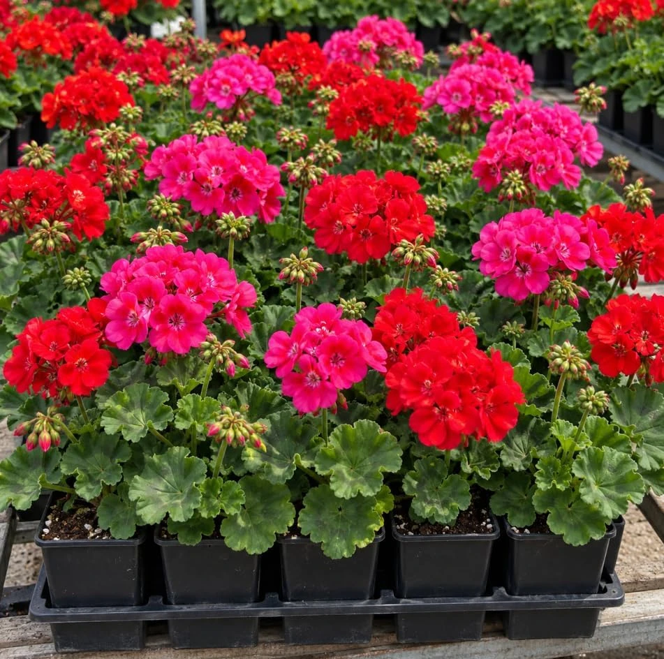Set of 2 Live Geranium Plants - Red or Pink Pelargonium for Garden & Patio - Image 1