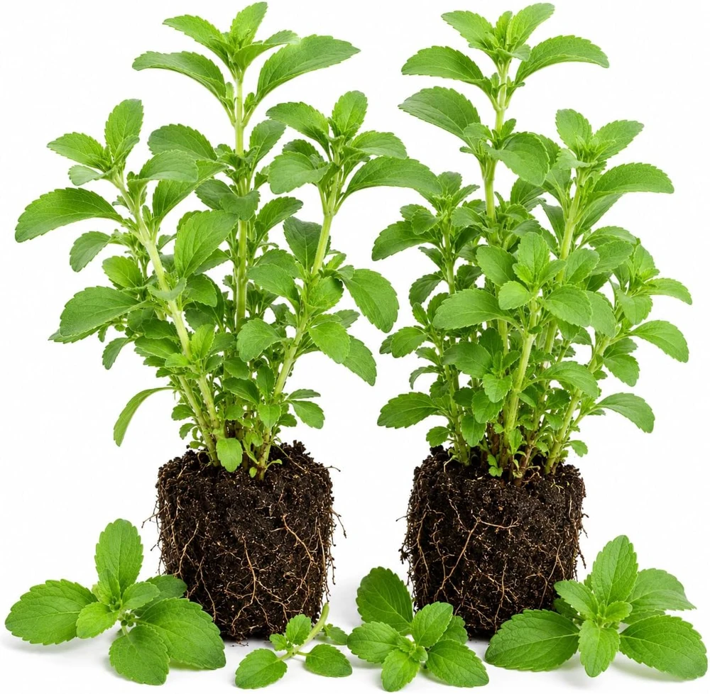 Set of 2 Live Stevia Plants - 4-6 Inch Sweet Herb Starter for Garden & Patio - Image 1