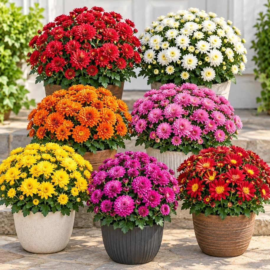 Set of 2 Mixed Mum Live Plants, 4-6 Inches Tall, Hardy Chrysanthemum Flowers for Garden & Containers - Image 4