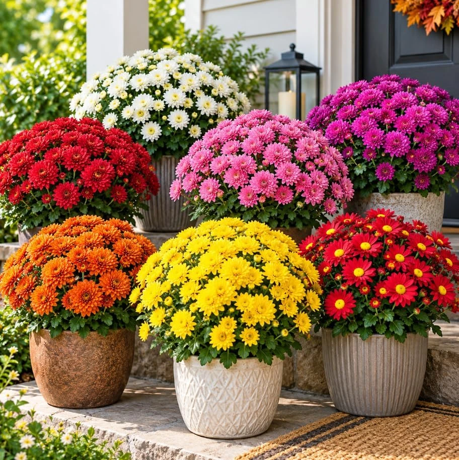 Set of 2 Mixed Mum Live Plants, 4-6 Inches Tall, Hardy Chrysanthemum Flowers for Garden & Containers - Image 7