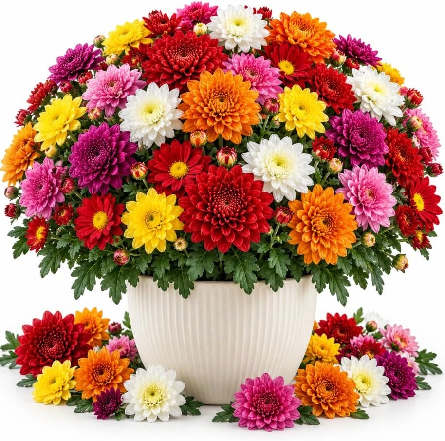 Set of 2 Mixed Mum Live Plants, 4-6 Inches Tall, Hardy Chrysanthemum Flowers for Garden & Containers - Image 1