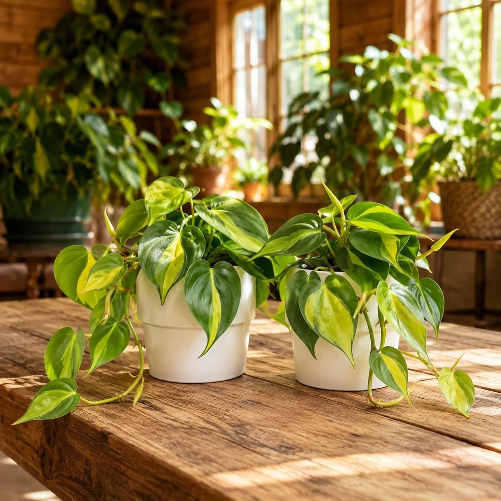 Set of 2 Philodendron Brasil Live Plants – Heartleaf Tropical – 5-8 Inch Tall – 4 Inch Pot – Indoor - Image 1