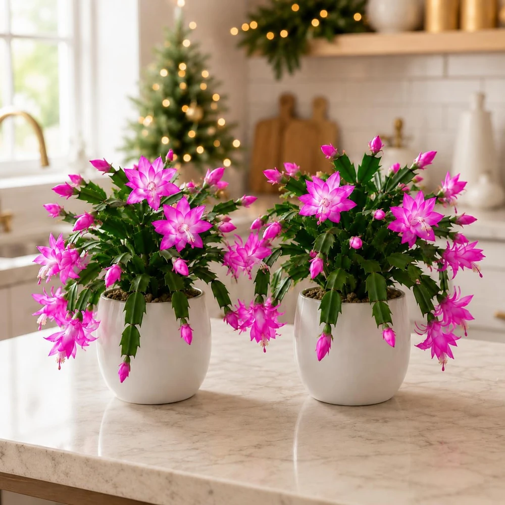 Set of 2 Pink Christmas Cactus Live Plants, 4-8 Inch Tall, Thanksgiving Cactus - Image 5