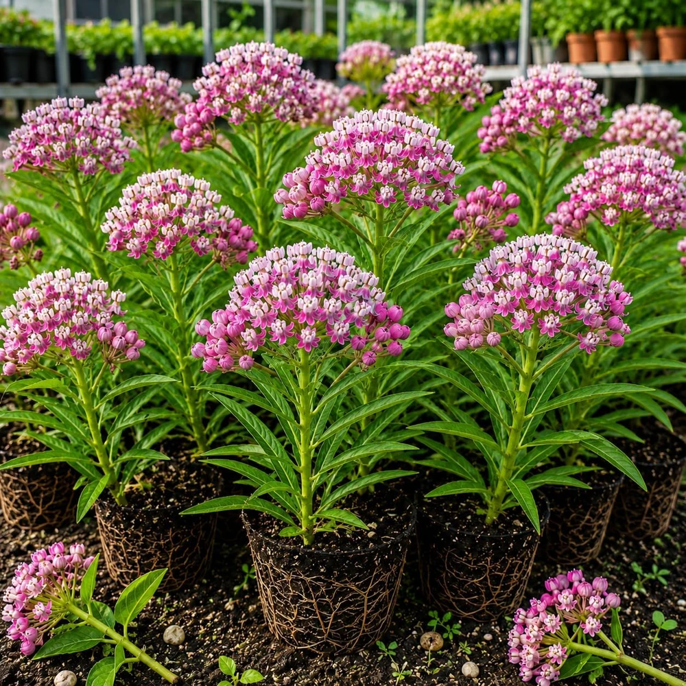 Set of 2 Purple Milkweed Live Plants for Garden, Perennial, 4-8 Inch Tall - Image 1
