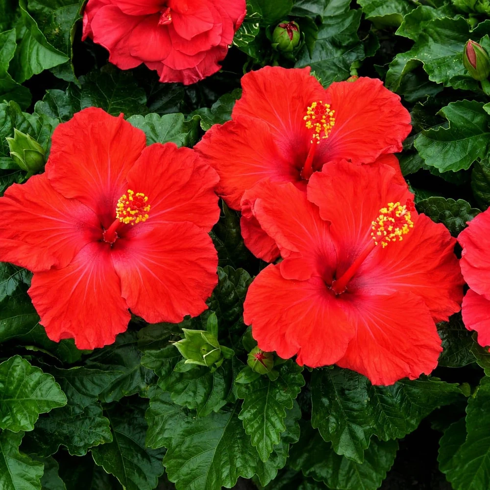 Set of 2 Red Hibiscus Live Plants, Hardy Tropical Flowering Shrub, 4-8 Inch Tall - Image 3