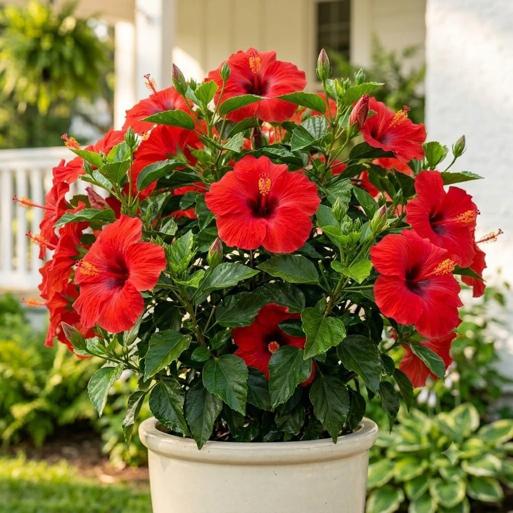 Set of 2 Red Hibiscus Live Plants, Hardy Tropical Flowering Shrub, 4-8 Inch Tall - Image 5