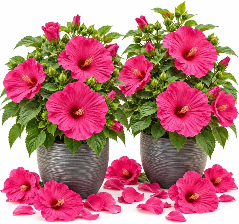 Set of 2 Rose Hibiscus Live Plants, 5-7 Inches Tall, Hardy Perennials, Outdoor - Image 1