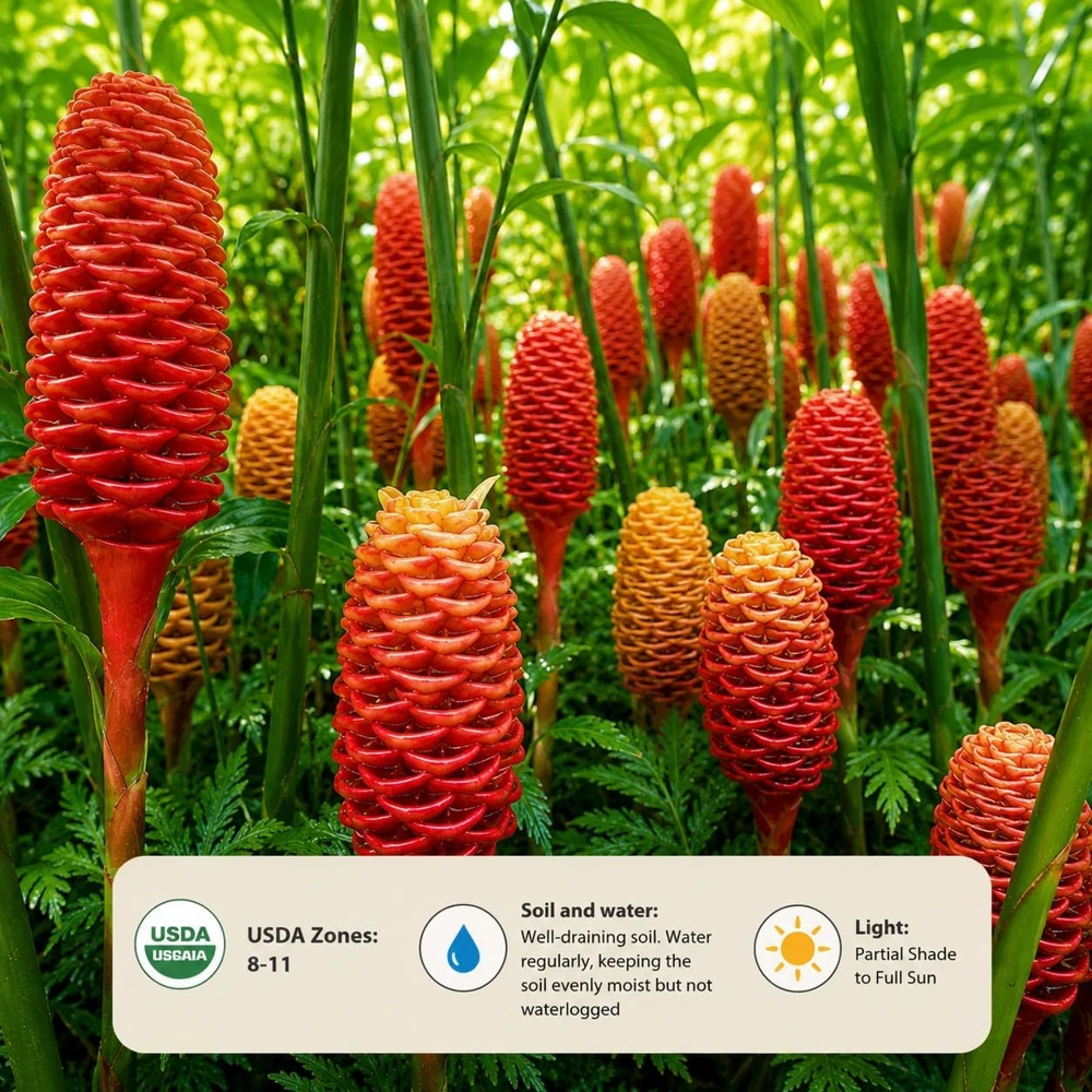 Set of 2 Shampoo Ginger Plants Live, Zingiber Zerumbet, 4-8 Inch Tall, Outdoor - Image 5