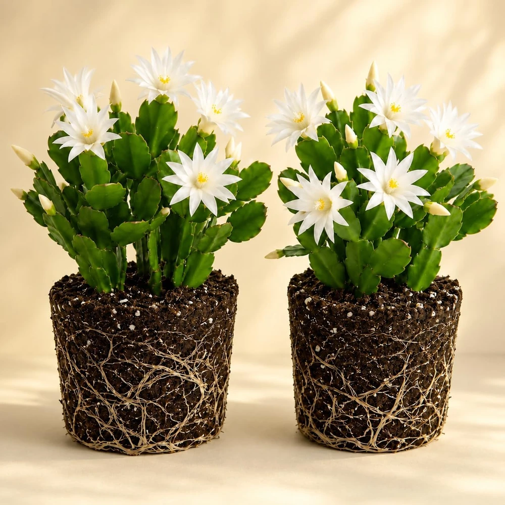Set of 2 White Easter Cactus Live Plants for Planting, 4-8 Inch Tall, No Pot - Image 1