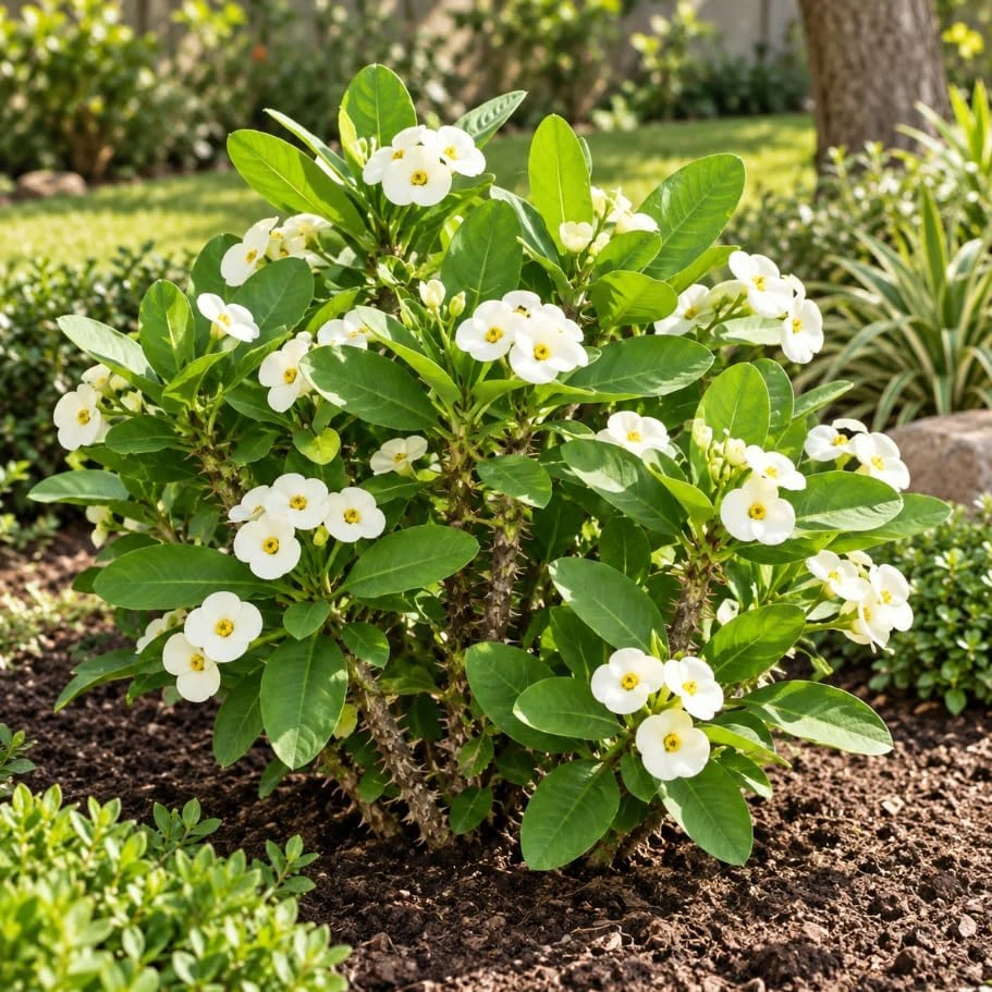Set of 2 White Euphorbia Milii Live Plants 4-6 Inches Tall - Crown of Thorns Succulent for Indoor & Outdoor - Image 4