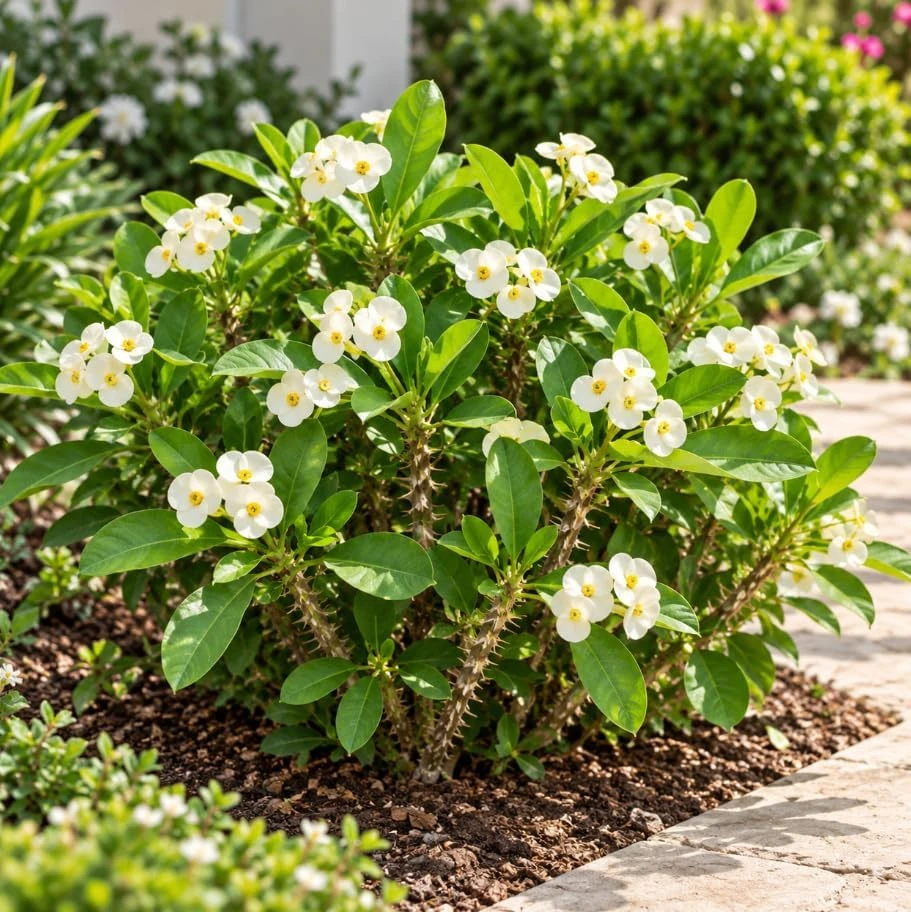 Set of 2 White Euphorbia Milii Live Plants 4-6 Inches Tall - Crown of Thorns Succulent for Indoor & Outdoor - Image 6