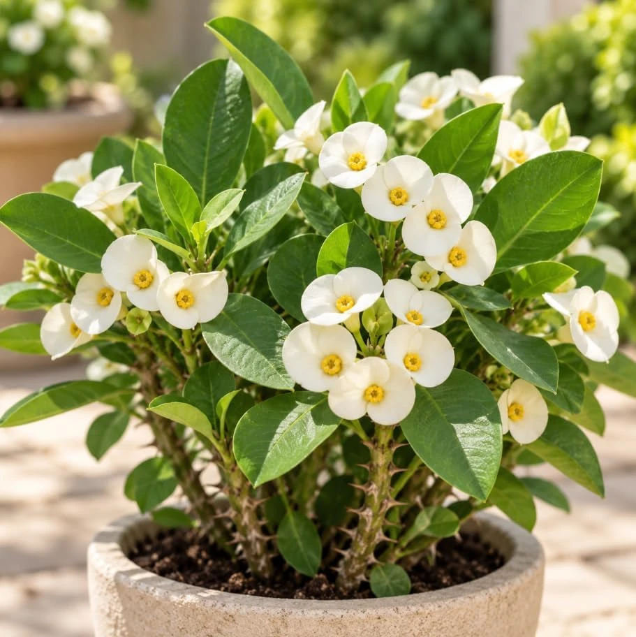 Set of 2 White Euphorbia Milii Live Plants 4-6 Inches Tall - Crown of Thorns Succulent for Indoor & Outdoor - Image 7