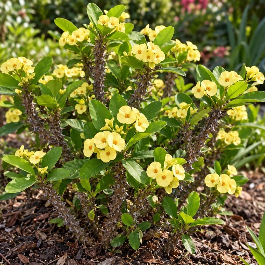 Set of 2 Yellow Euphorbia Milii Live Plants, 4-6 Inches Tall, Crown of Thorns Flowering Succulents, Indoor/Outdoor Tropical Houseplants - Image 7