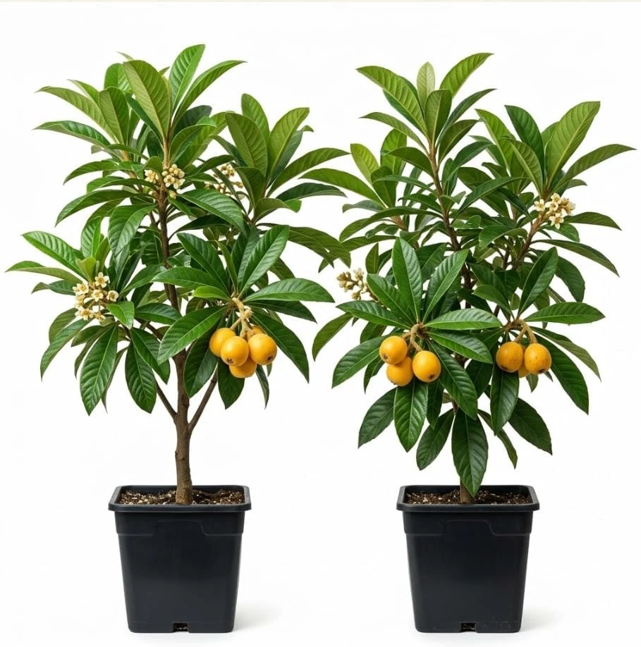 Set of 2 Yellow Loquat Tree Live Plants 3-5" Tall - Tropical Fruit Trees - Image 1