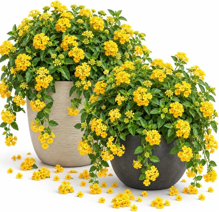 Set of 2 Yellow Trailing Lantana Live Plants, 4-7 Inches Tall, Outdoor - Image 1