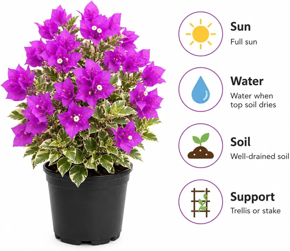 Set of 3 Blueberry Ice Bougainvillea Live Plants, 4-7 Inches Tall, Vine - Image 5