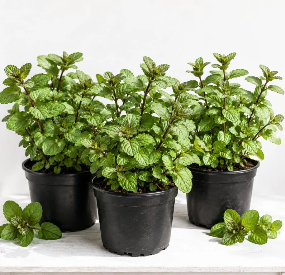 Set of 3 Chocolate Mint Live Plants, 4-7 Inches Tall, Rooted Herb for Pots & Garden - Image 1