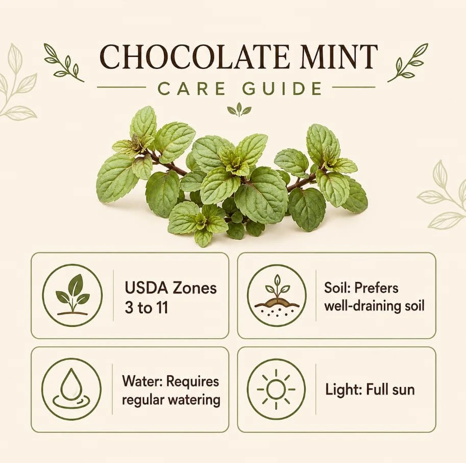 Set of 3 Chocolate Mint Live Plants, 4-7 Inches Tall, Rooted Herb for Pots & Garden - Image 5