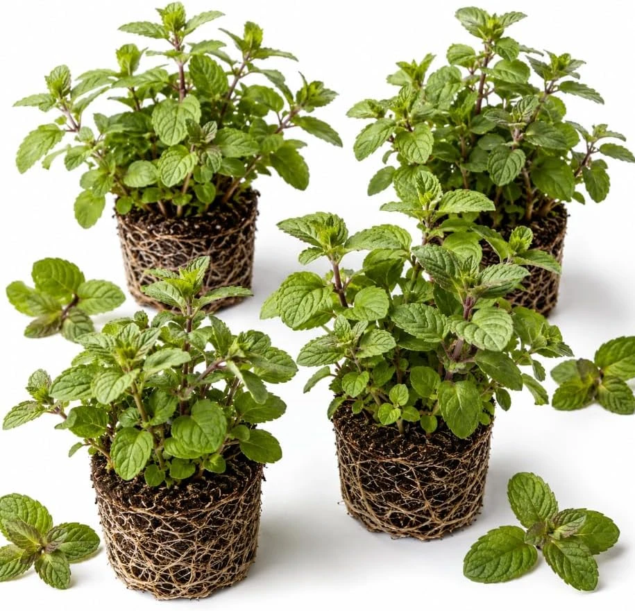 Set of 3 Chocolate Mint Live Plants, 4-7 Inches Tall, Rooted Herb for Indoor & Outdoor - Image 1