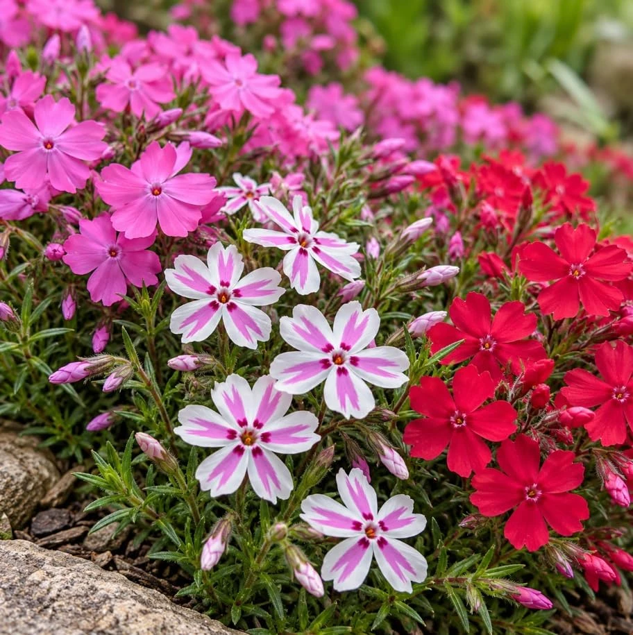 Set of 3 Mixed Creeping Phlox Live Plants, 4-7 Inches Tall, Perennial Ground Cover - Image 2