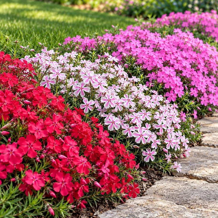 Set of 3 Mixed Creeping Phlox Live Plants, 4-7 Inches Tall, Perennial Ground Cover - Image 4