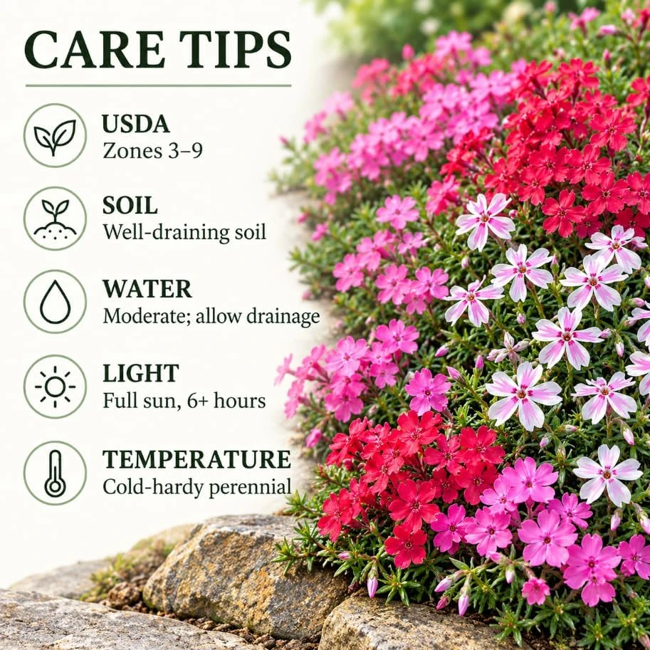 Set of 3 Mixed Creeping Phlox Live Plants, 4-7 Inches Tall, Perennial Ground Cover - Image 5