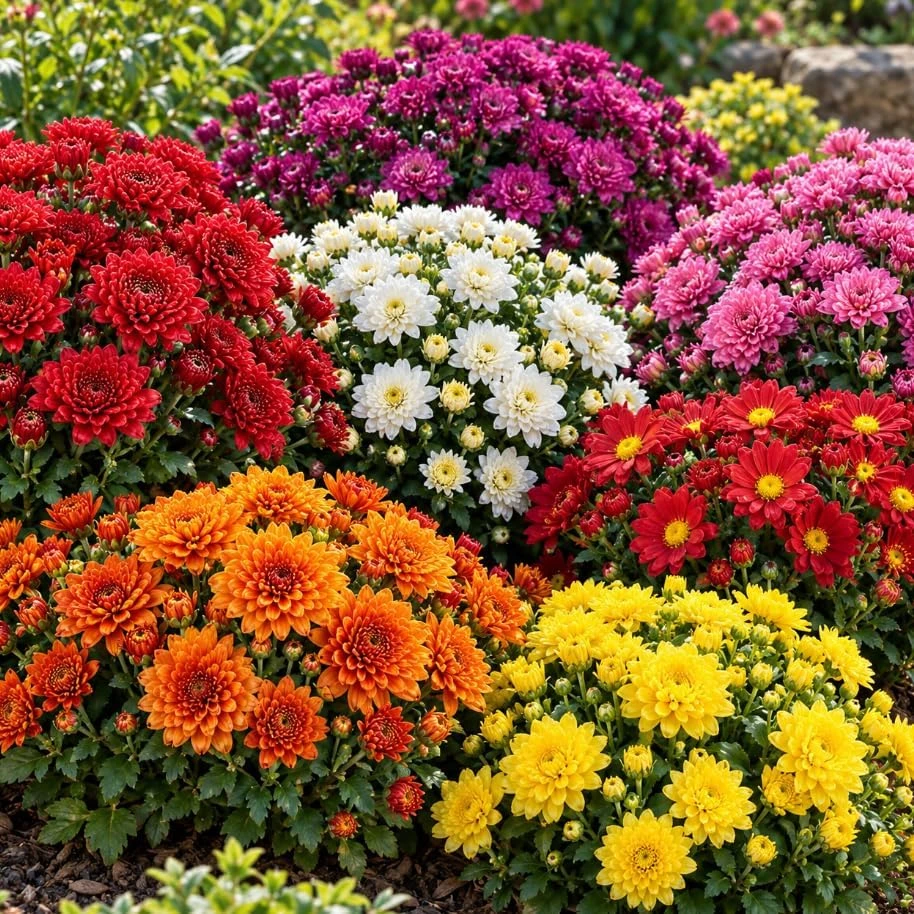 Set of 3 Mixed Mum Chrysanthemum Live Plants, 4-6 Inches Tall, Outdoor Garden & Patio - Image 6