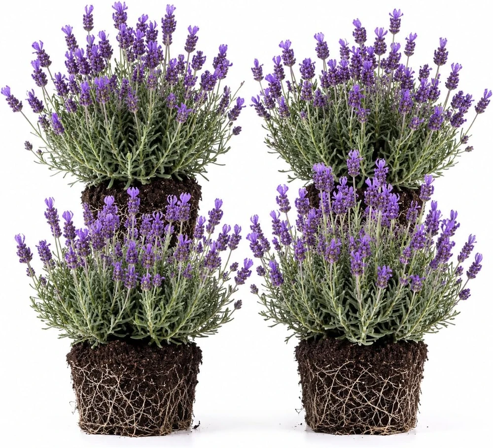 Set of 4 Blue Purple Lavender Plants Live 4-6 Inches Tall - Fragrant Herb Shrub - Image 1