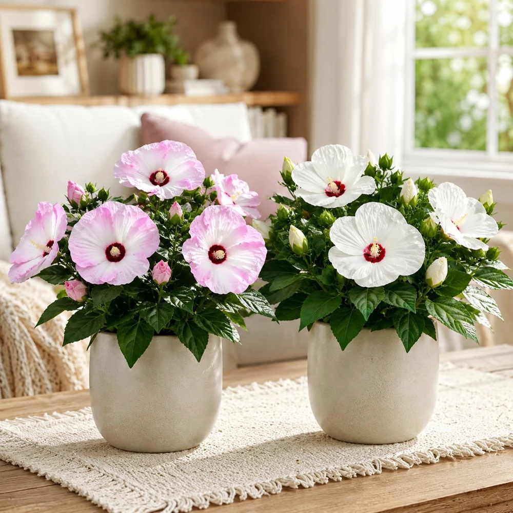 Set of 4 Mixed Hibiscus Live Plant, Flowering Tropical Shrub, 4-8 Inch Tall - Image 3